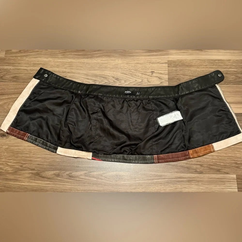 Jaded London Daytona Vegan Leather Moto Paneled Chic Zip Up Mini Skirt US 0 UK 4 - Picture 7 of 12